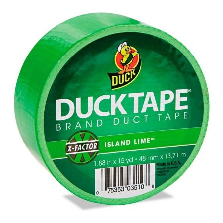 Shurtech Brands Duck Colored Duct Tape, 1.88"W x 15 yds - 3" Core - Neon Green 1265018